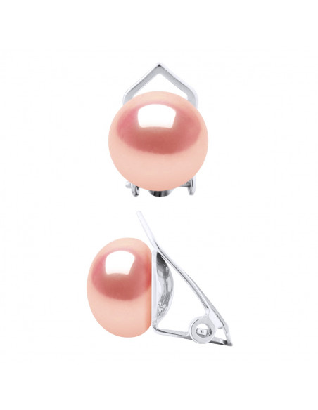 Boucles d'Oreilles CLIP en Argent 925 et  Perles de Culture 9 mm - 5 Coloris Disponibles