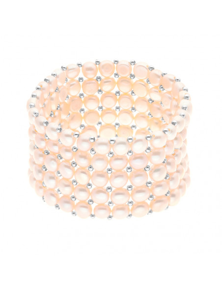 Bracelet Manchette 5 Rangs Perles de Culture 4 mm - 6 Coloris