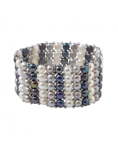 Bracelet Manchette 5 Rangs Perles de Culture 4 mm - 6 Coloris