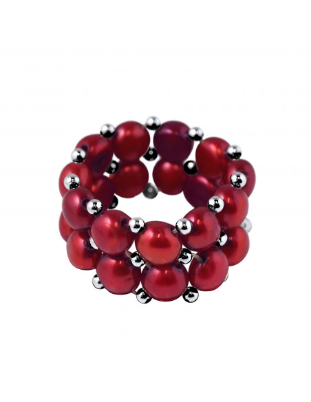 Bague 2 Rangs Perles de Culture 4 mm - 4 Coloris - LENA