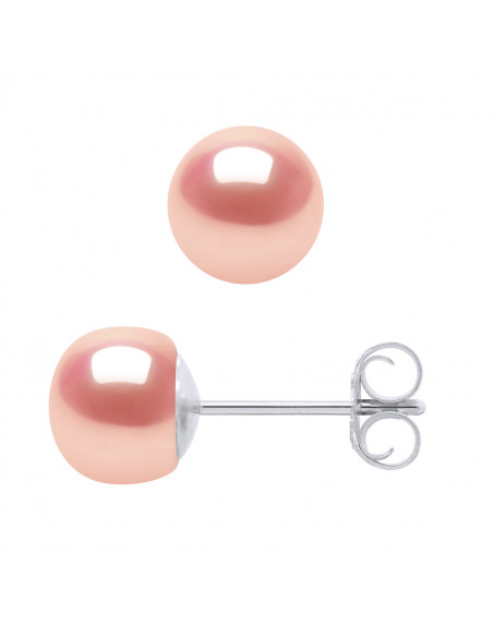 Boucles d'Oreilles Perles de Culture 6-7 mm - 6 Coloris Disponibles - Argent 925 - MARINE