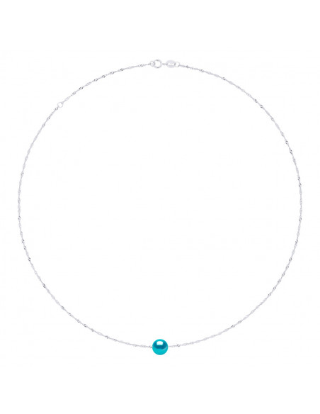 Collier Chaîne Singapour en Argent 925 et Perle de Culture Ronde 8 mm - 7 Coloris