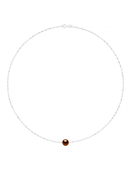 Collier Chaîne Singapour en Argent 925 et Perle de Culture Ronde 8 mm - 7 Coloris