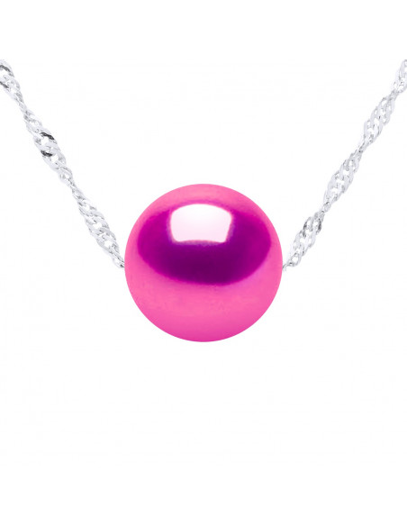 Collier Chaîne Singapour en Argent 925 et Perle de Culture Ronde 8 mm - 7 Coloris