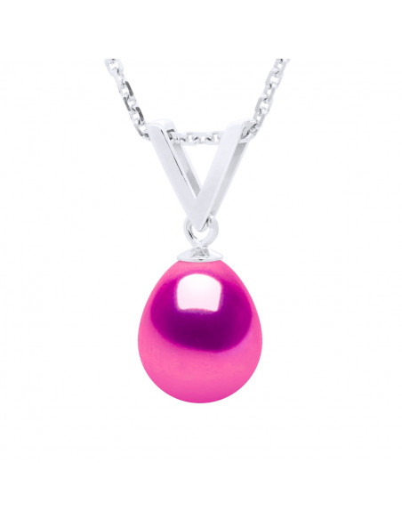 Pendentif Perle de Culture Poire 8 mm - 6 Coloris - Argent 925