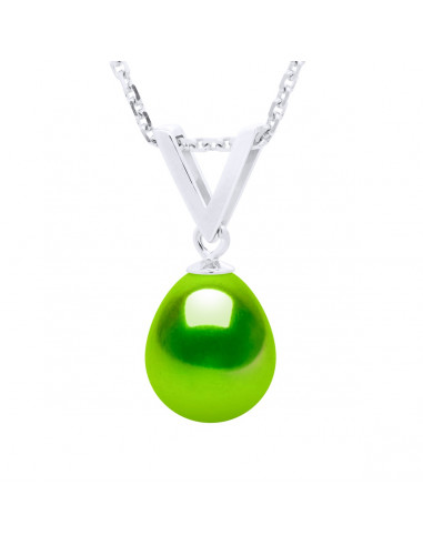 Pendentif Perle de Culture Poire 8 mm - 6 Coloris - Argent 925