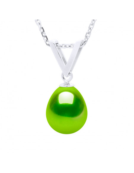 Pendentif Perle de Culture Poire 8 mm - 6 Coloris - Argent 925