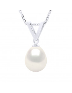 Pendentif Perle de Culture Poire 8 mm - 6 Coloris -...