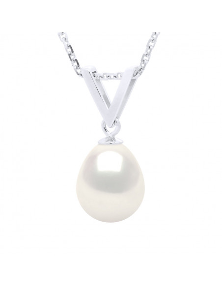 Pendentif Perle de Culture Poire 8 mm - 6 Coloris - Argent 925