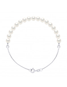 Bracelet Chaîne et Perles de Culture 5 mm alterné -...