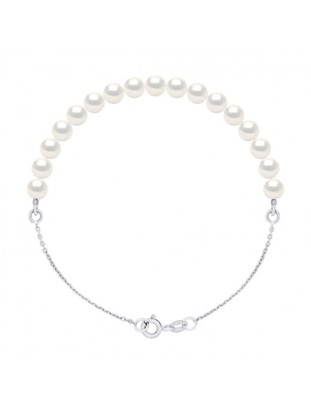 Bracelet Chaîne et Perles de Culture 5 mm alterné - Argent 925 - 5 Coloris
