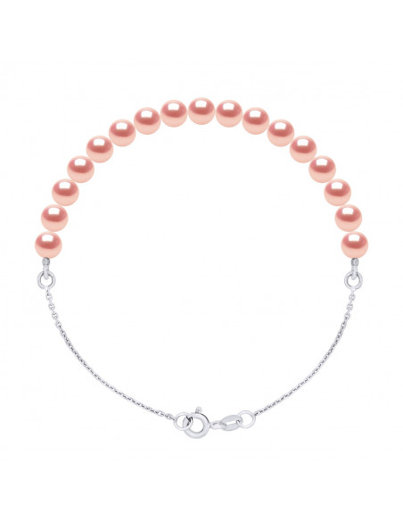 Bracelet Chaîne et Perles de Culture 5 mm alterné - Argent 925 - 5 Coloris