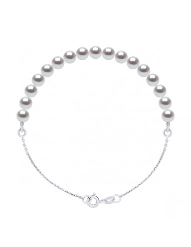 Bracelet Chaîne et Perles de Culture 5 mm alterné - Argent 925 - 5 Coloris