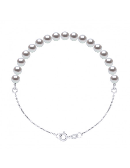Bracelet Chaîne et Perles de Culture 5 mm alterné - Argent 925 - 5 Coloris