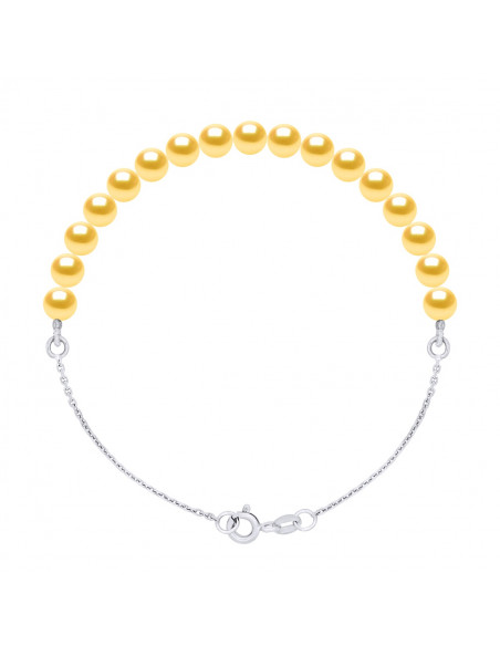 Bracelet Chaîne et Perles de Culture 5 mm alterné - Argent 925 - 5 Coloris