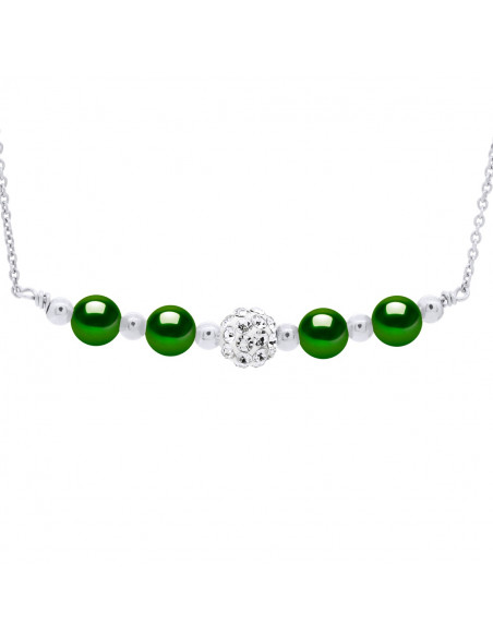 Collier Perles de Culture 6 mm et Cristal Preciosa - 4 Coloris - Argent 925