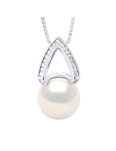 Collier avec Pendentif Perle de Culture 9-10 mm - 2 Coloris - Argent 925