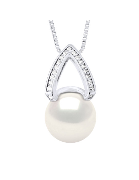 Collier avec Pendentif Perle de Culture 9-10 mm - 2 Coloris - Argent 925