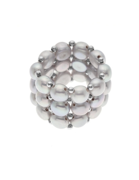 Bague 3 Rangs Perles de Culture 4 mm - 6 Coloris