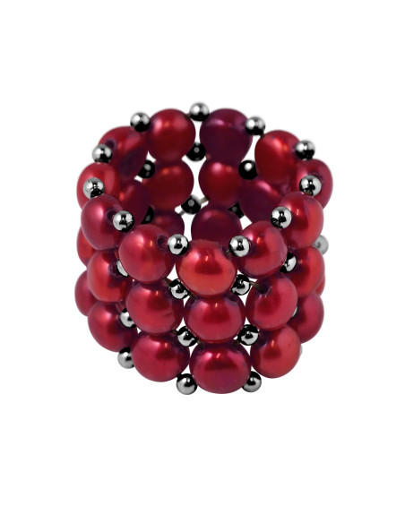 Bague 3 Rangs Perles de Culture 4 mm - 6 Coloris