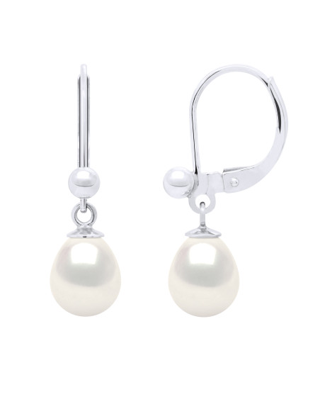 Boucles d'Oreilles Pendantes Perles Poires - 2 Coloris - Argent 925
