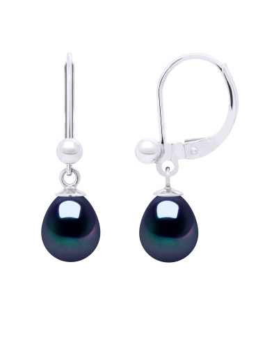 Boucles d'Oreilles Pendantes Perles Poires - 2 Coloris - Argent 925