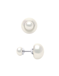 Boucles d'Oreilles Doubles Perles de Culture en Argent 925