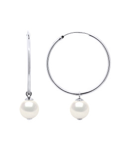 Boucles d'Oreilles Perle de Culture Ronde 9-10 mm -...