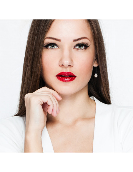 Boucles d'Oreilles Perle de Culture Ronde 9-10 mm - Argent 925