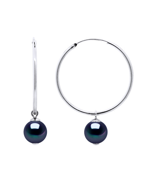 Boucles d'Oreilles Perle de Culture Ronde 9-10 mm - Argent 925