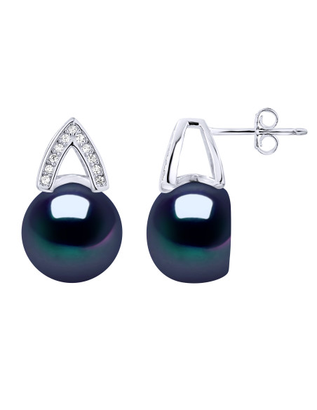 Boucles d'Oreilles Perles de Culture et Oxydes de Zirconium - Argent 925