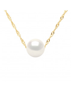Collier Chaîne en Or et Perle de Culture Ronde 9-10 mm