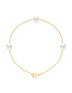 Bracelet en Or Jaune ou en Or Blanc - 3 Perles de Culture...