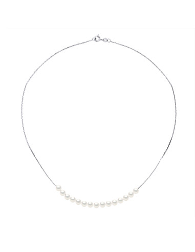 Collier 15 Véritables Perles de Culture d'Eau Douce Rondes 4-5 mm