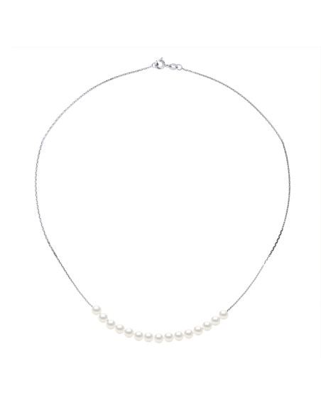 Collier 15 Véritables Perles de Culture d'Eau Douce Rondes 4-5 mm