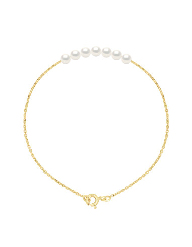 Bracelet en Or Jaune ou en Or Blanc - 7 Perles de Culture Rondes 4-5 mm