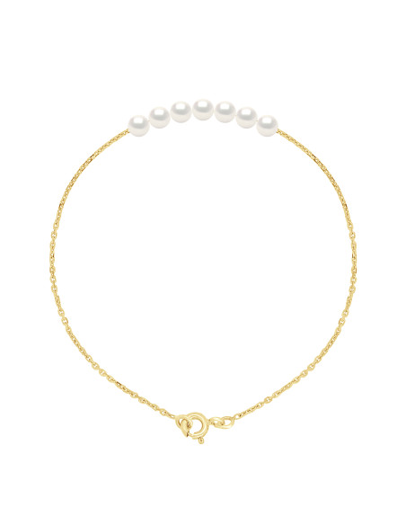 Bracelet en Or Jaune ou en Or Blanc - 7 Perles de Culture Rondes 4-5 mm