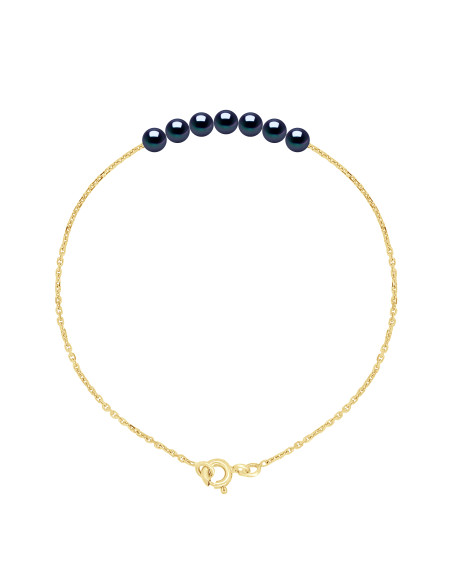 Bracelet en Or Jaune ou en Or Blanc - 7 Perles de Culture Rondes 4-5 mm
