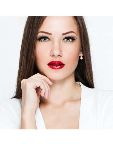 Boucles d'Oreilles Pendantes Doubles Perles de...