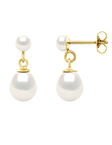 Boucles d'Oreilles Pendantes Doubles Perles de...