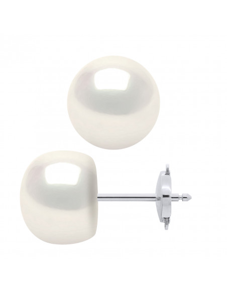 Boucles d'Oreilles Sécurité en Or et Perles de Culture 10 mm - 3 Coloris