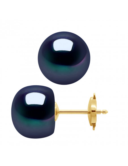 Boucles d'Oreilles Sécurité en Or et Perles de Culture 10 mm - 3 Coloris