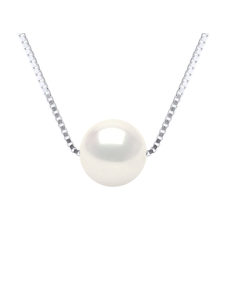 Collier Chaine en Argent et Perle de Culture Ronde - 2 Coloris - LILYA