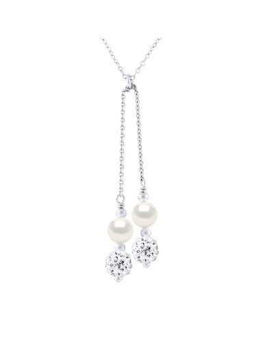Collier DUO Véritables Perles de Culture d'Eau Douce Rondes 6 - 7 mm