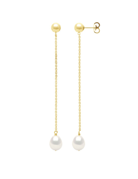 Boucles d'Oreilles - Pendantes 5 cm - en Vermeil ( Argent 925 Millièmes plaqué Or Jaune )