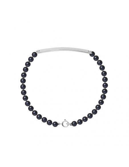 Bracelet Gourmette Rang de Perles Semi Rondes 4 mm - Argent 925