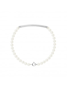 Bracelet Gourmette Rang de Perles Semi Rondes 4 mm -...