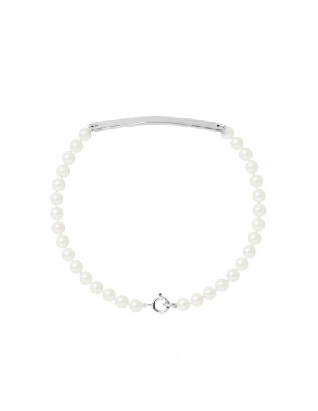 Bracelet Gourmette Rang de Perles Semi Rondes 4 mm - Argent 925