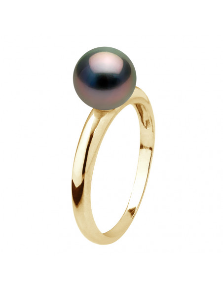 Bague en Or et Perle de Culture de Tahiti Ronde 7 mm