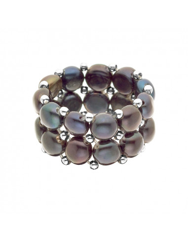 Bague 2 Rangs Perles de Culture 4 mm - 4 Coloris - LENA